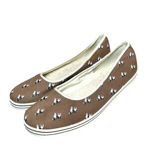 LLBean Women’s Eco Bay Dog Print Sherpa Lined Flats Size 11
